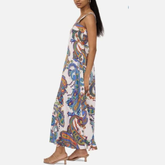 1. State Womens Medium Maxi Dress White Paisley Sleeveless Casual Weekend Ready - Picture 6 of 6